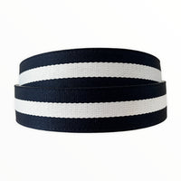 BUBS 40mm (1.5" Width) Ribbon Belt Strap in Navy-White-Navy
