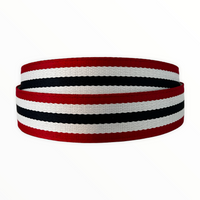 BUBS 40mm (1.5" Width) Ribbon Belt Strap in Red-White-Navy-White-Red