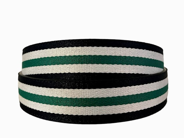 BUBS 40mm (1.5" Width) Ribbon Belt Strap in Navy-White-Mint-White-Navy